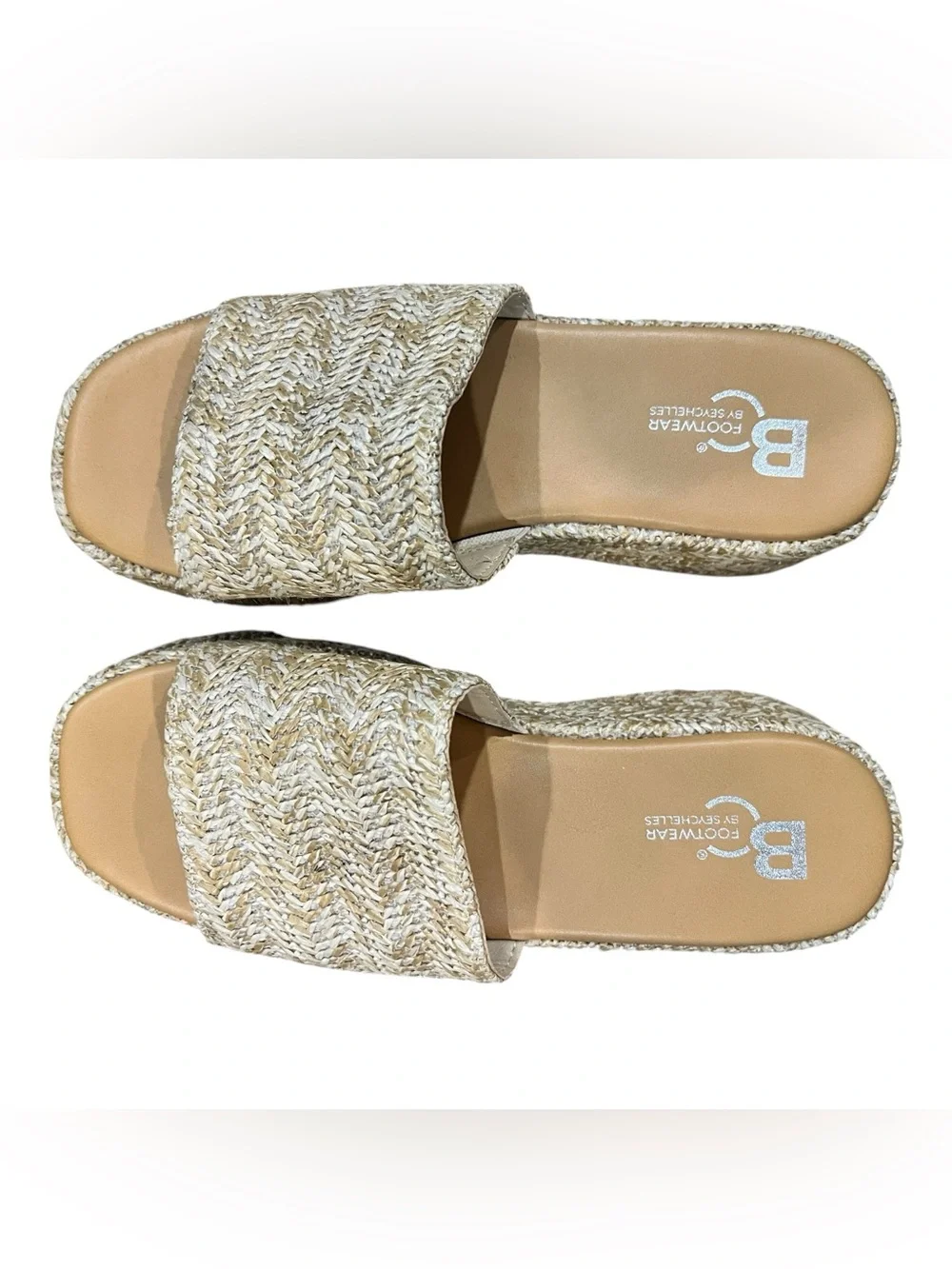Seychelles Driftwood Raffia Platform Slide Sandals Size 8 EUC